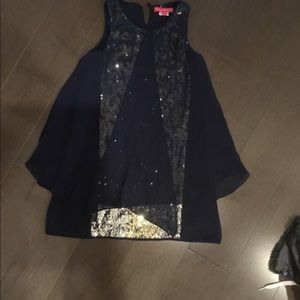 Navy and Silver Sequined Dress for Formal Occasion